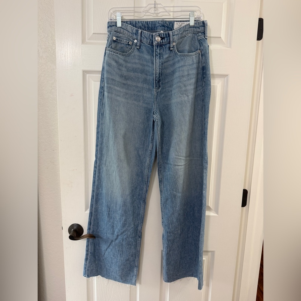 rag & bone light blue wide-leg jeans